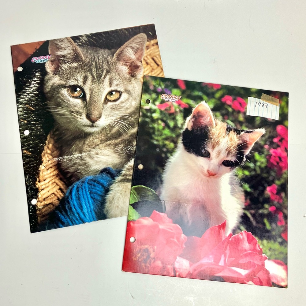 Vintage Folder Kitten Bundle of 2 80s School Supply 1987 - Picture 17 of 17